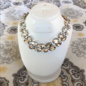 Gold-tone Oval Crystal Statement Necklace